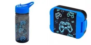 AQUA PURE GO PLAYING bidon 400 ml z rurką + śniadaniówka dla chłopca