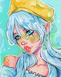 Malowanie po numerach - Błękitnooka modn 40x50cm - Ideyka