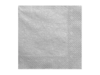 Serwetki trójwarstwowe srebrne 33x33cm 20szt - PartyDeco