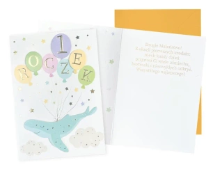 Karnet B6 Urodziny Roczek (wieloryb) - Kukartka