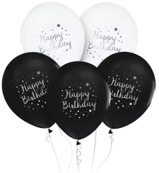 Balony lateksowe, Happy Birthday (5 sztuk)