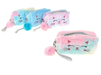 Kosmetyczka pluszowa z pomponem 18x11x7cm MIX - ADAR