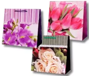 Torebka ozdobna laminowana PL-5 MIDI kwiaty - Panorama