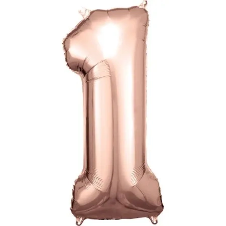 Balon foliowy cyfra 1 różowe złoto 38x86cm - Amscan