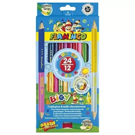 Kredki ołówkowe dwustronne Jumbo12/24 kolory - Titanum