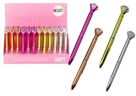Długopis z diamentem w połysku 0,7mm nieb. (48szt) - Leantoys