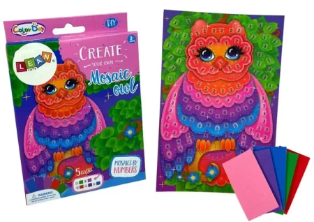 Zestaw DIY Kolorowa mozaika sowa - Leantoys
