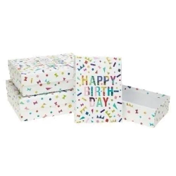 Pudełko prezentowe 3szt urodziny ROZETTE