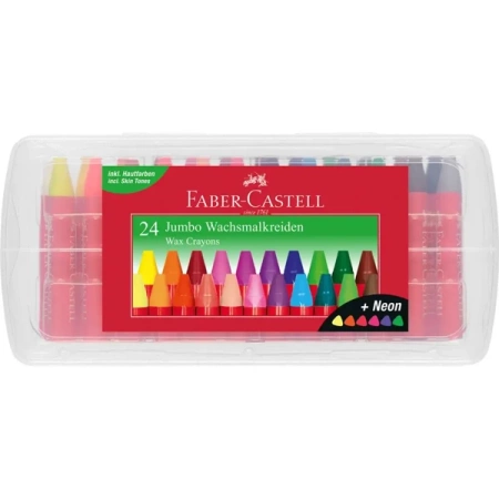Kredki woskowe trójkątne Faber-Castell 24 kolory w tym 6 kolorów neonowych