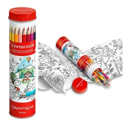 Kredki Swisscolor w tubie z kolorowanką 18 kolorów - Carandache
