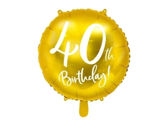 Balon foliowy 40th Birthday 45cm złoty - PartyDeco