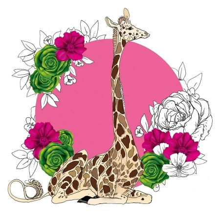 Karnet Swarovski kwadrat CL1427 Żyrafa kwiaty - Clear Creations