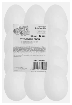 Ozdoba Dekoracyjna Styropianowe Jajka 60mm 12szt Wielkanoc Craft with Fun 531867