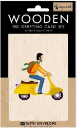 Karnet drewniany C6 + koperta Mężczyzna skuter - Cozywood