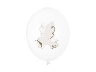 Balony Gołąb Crystal Clear 30cm 6szt - PartyDeco