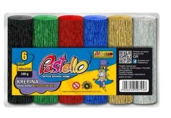 Krepina mini 10x250cm 180g metal. pastel 6szt - Alfa Pastello