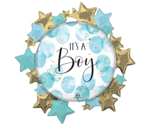Balon foliowy Baby Boy Blue Watercolor 76x76cm - Anagram