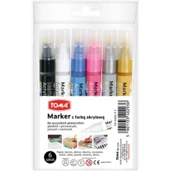 Marker akrylowy metalic 6 kolorów - TOMA