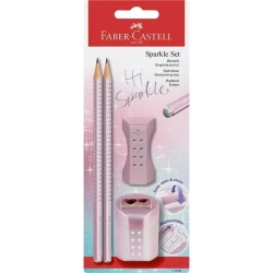 Ołówek 2szt+gumka+temperówka Sparkle Cosmic róż - Faber Castell