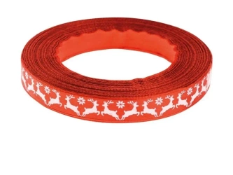 Wstążka satynowa z motywem świątecznym 25mmx22m - Brewis