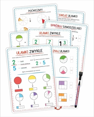 Plansze edukacyjne - Ułamki zwykłe 4 karty