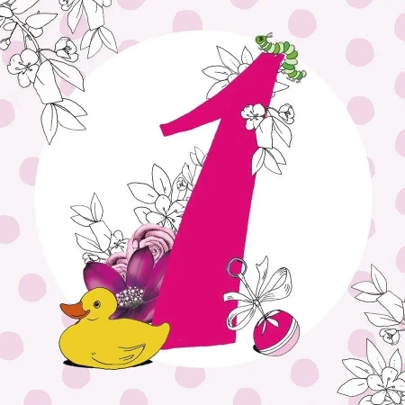 Karnet Swarovski kwadrat CL1428 Roczek dziewczynka - Clear Creations