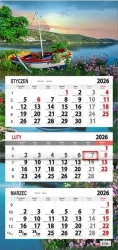 Kalendarz 2026 trójdzielny płaska główka Łódka - Sapt