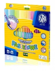 Kredki ołówkowe dwustronne pastelowe 24=48 ASTRA - ASTRA papiernicze