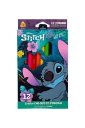 Kredki ołówkowe trójkątne Jumbo Disney Core Stitch 12 kolorów - PATIO