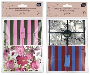 Koperty podarunkowe z gumką 2szt gold mix - INTERDRUK