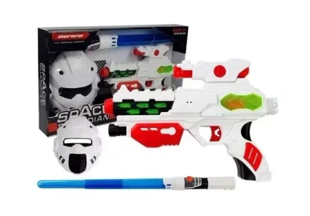 Pistolet laserowy z maską i mieczem świetlnym - Leantoys