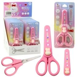 Nożyczki zzkolne z osłonką biały zajączek 14cm - Leantoys