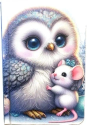 Notatnik ozdobny 95x140/64K gładki TW Sowa i mysz - Fresh