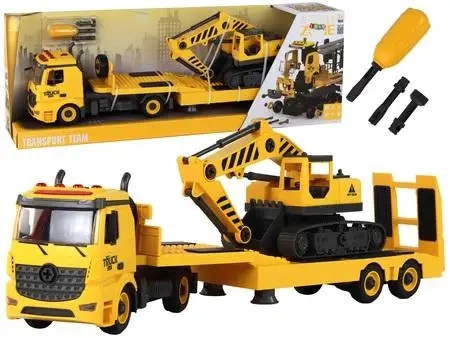Laweta z koparka do skręcania żółta światło dźwięk - Leantoys