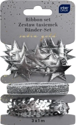 Zestaw tasiemek 3x1m Silver Satin Gold - INTERDRUK
