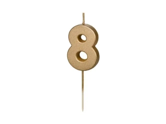 Świeczka urodzinowa 8 złota 4,5cm - PartyDeco