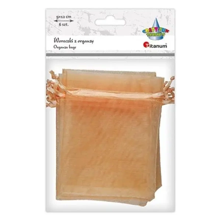 Woreczki z organzy łososiowe 9x12cm 6szt - Titanum