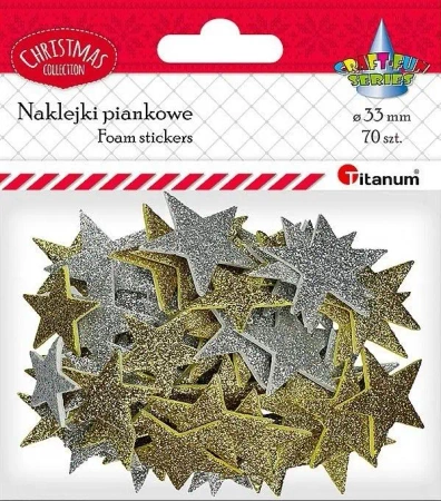 Naklejki piankowe gwiazdki 33mm mix 70szt. - Titanum