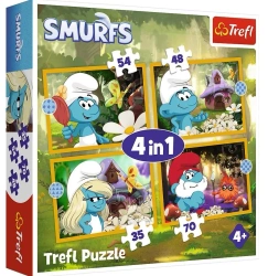 Puzzle 4w1 Życie w Wiosce Smerfów TREFL
