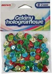 Cekiny hologramowe 8mm 10g mix - Brewis