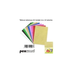 Tektura A4 gładka brokat kolorowa 10szt - Penword