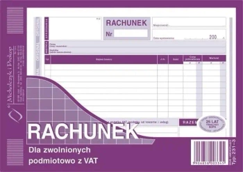 Rachunek dla zwolnionych podmiotowo z VAT 231-3 - Michalczyk i Prokop
