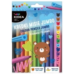 Kredki Misie Jumbo 12 kolorów KIDEA - DERFORM