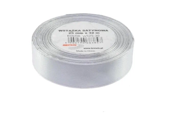 Wstążka satynowa szara 25mmx32m - Brewis