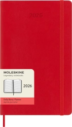 Kalendarz 2026 12M Moleskine L miękka oprawa dzienny Scarlet Red 13x21cm