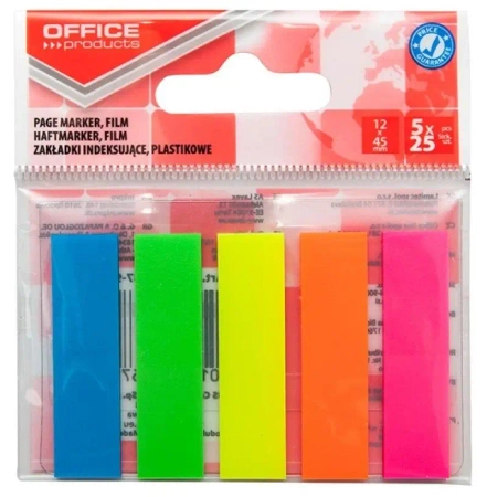 Zakładki indeksujące PP 12x45mm 5x25K - Office