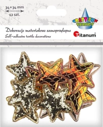 Dekoracje samoprzylepne gwiazdki 34x34mm 12szt - Titanum