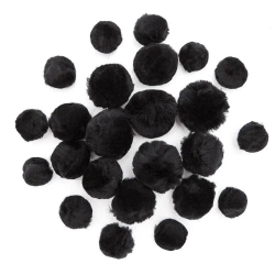 Pompony akrylowe mix czarne 24szt - Dalprint dpCraft