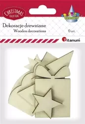 Drewniane dekoracje 6szt - Titanum