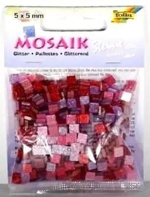 Mozaika kamyczki brokatowe 5x5mm różowe - Galeria Hobby
